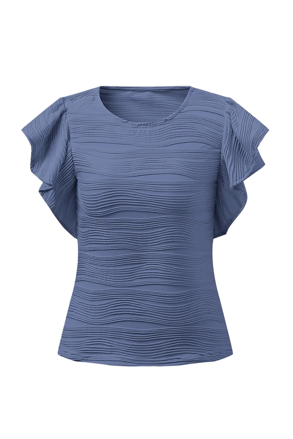 Textured Round Neck Cap Sleeve Top, image 29