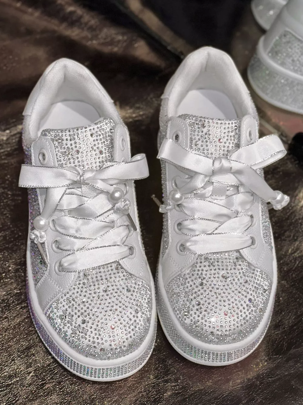 Round Toe Rhinestone Sneakers, image 2