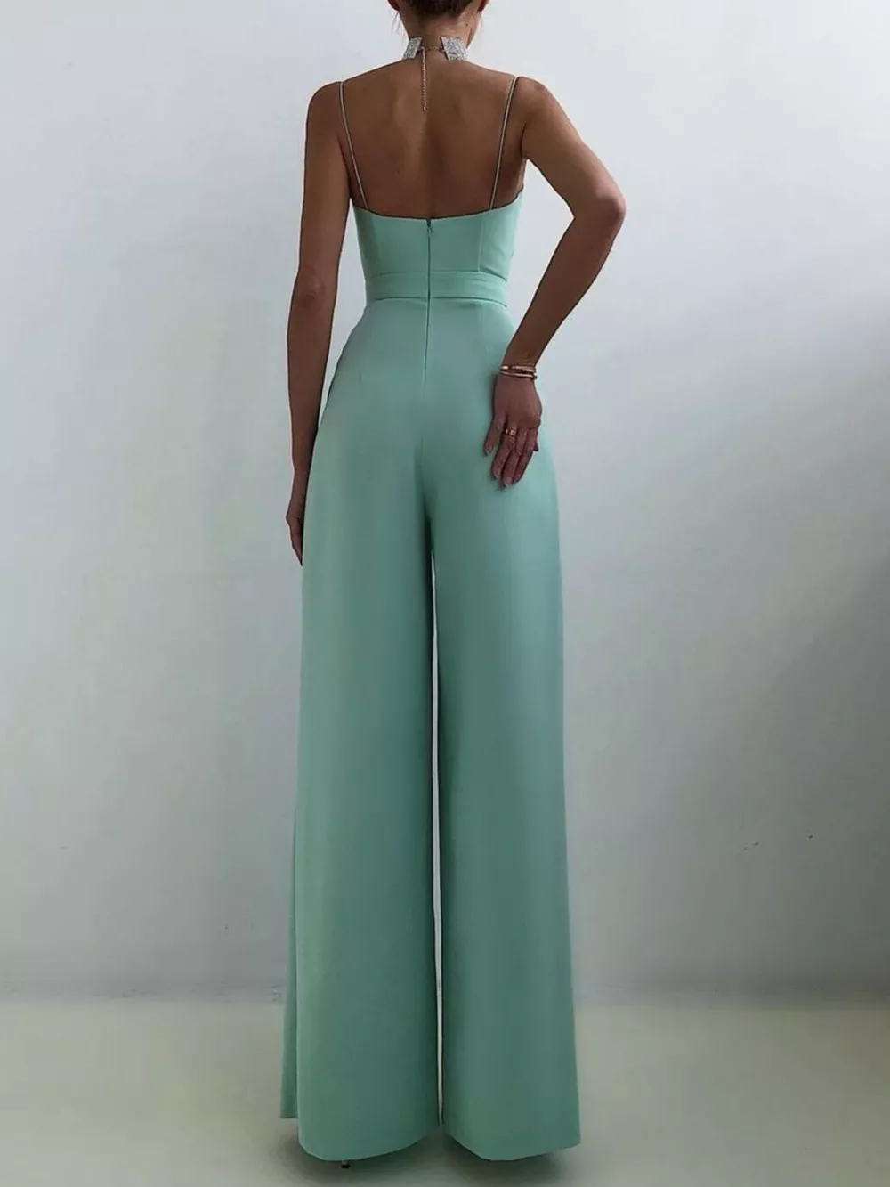 Full Size Spaghetti Strap Wide Leg Jumpsuit Plus Size, image 7