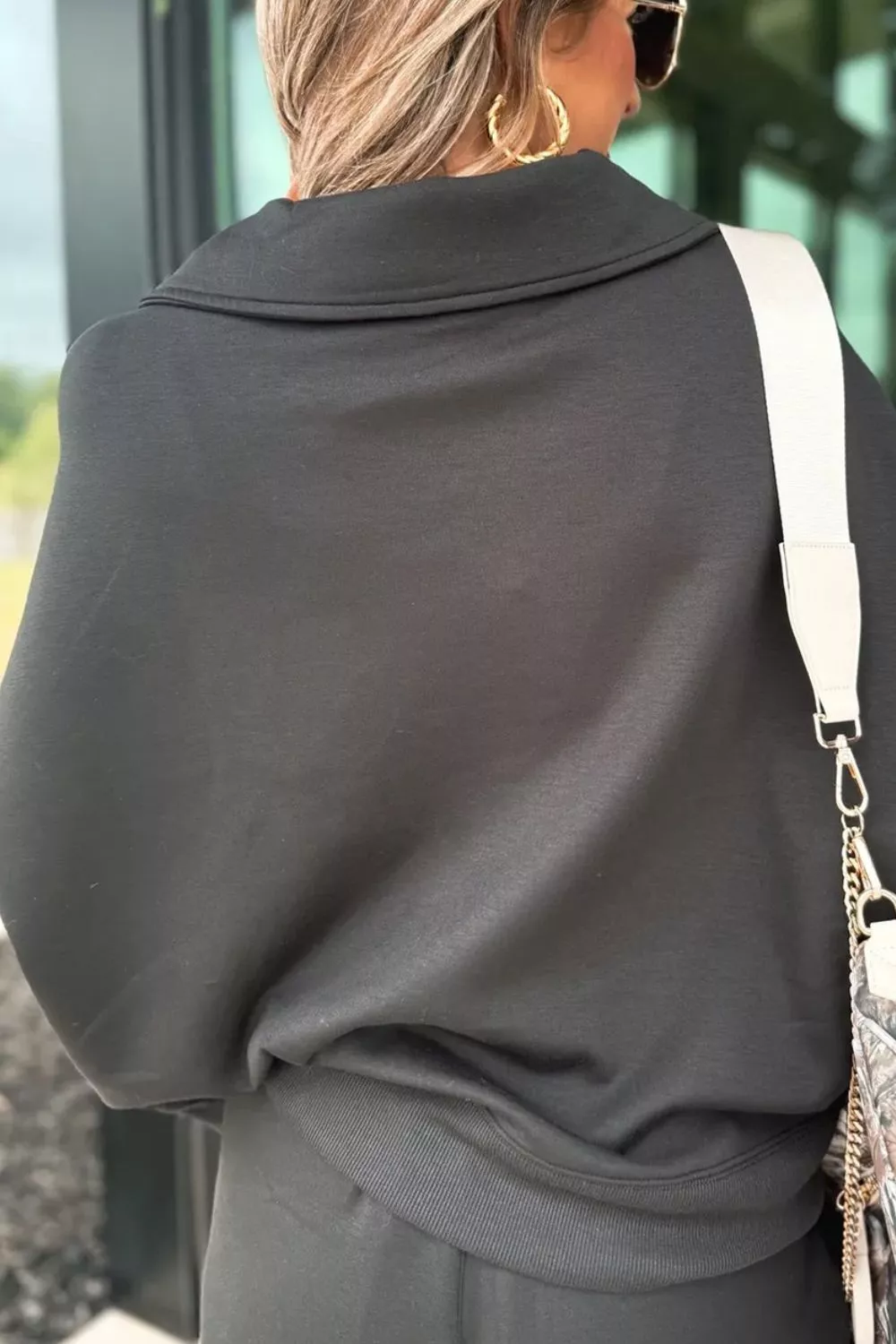 Collared V Neck Pullover Sweatshirt Sweatpants Set, image 6
