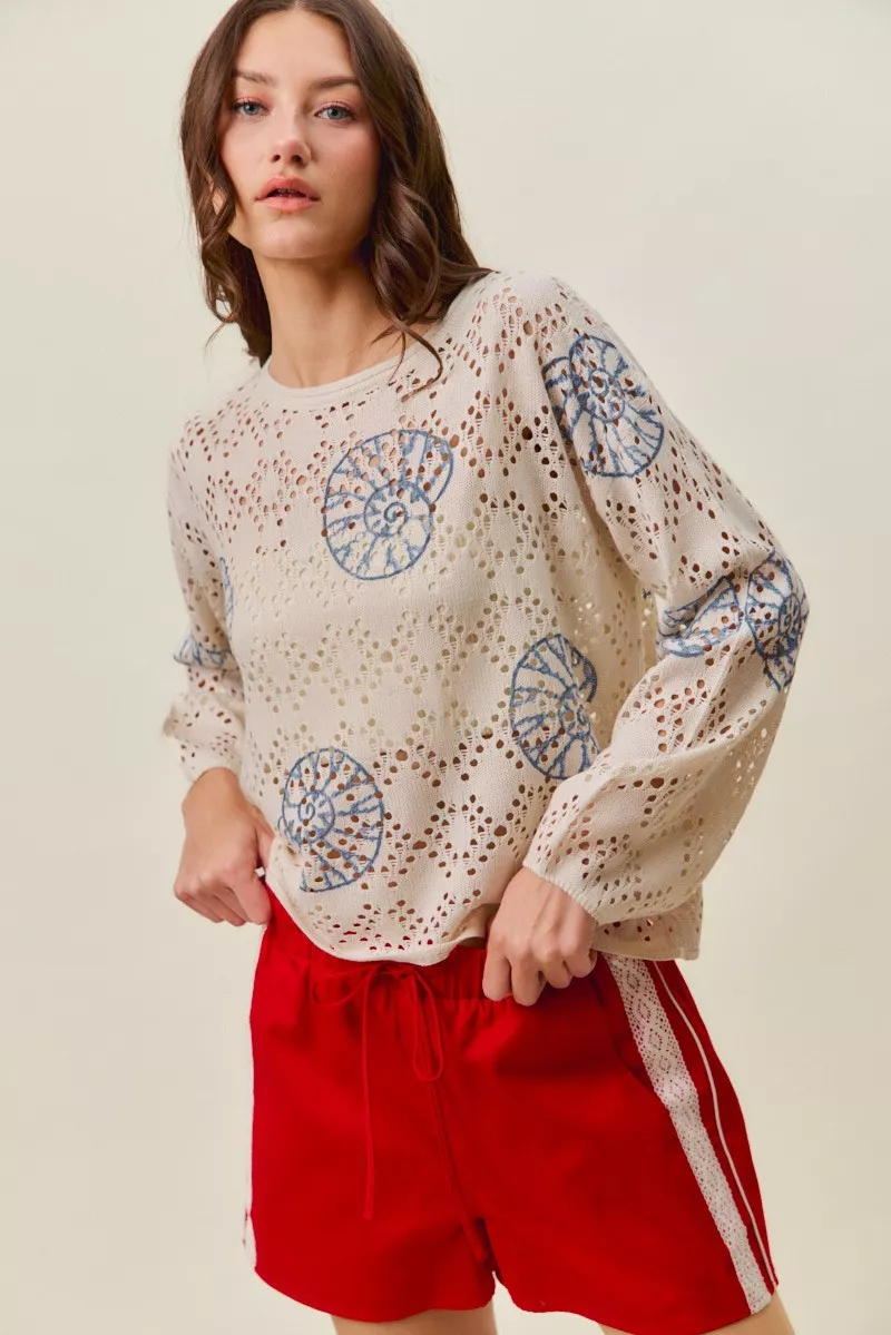 Seashell Lightweight Sweater Top, image 12