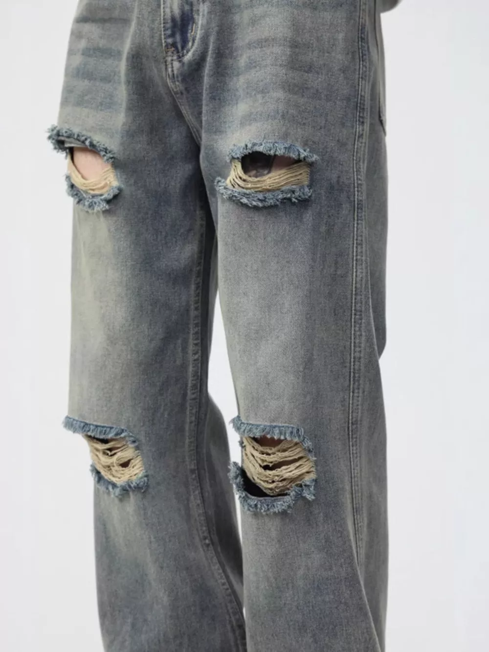 Men's Full Size Distressed Wide Leg Jeans Plus Size, image 2