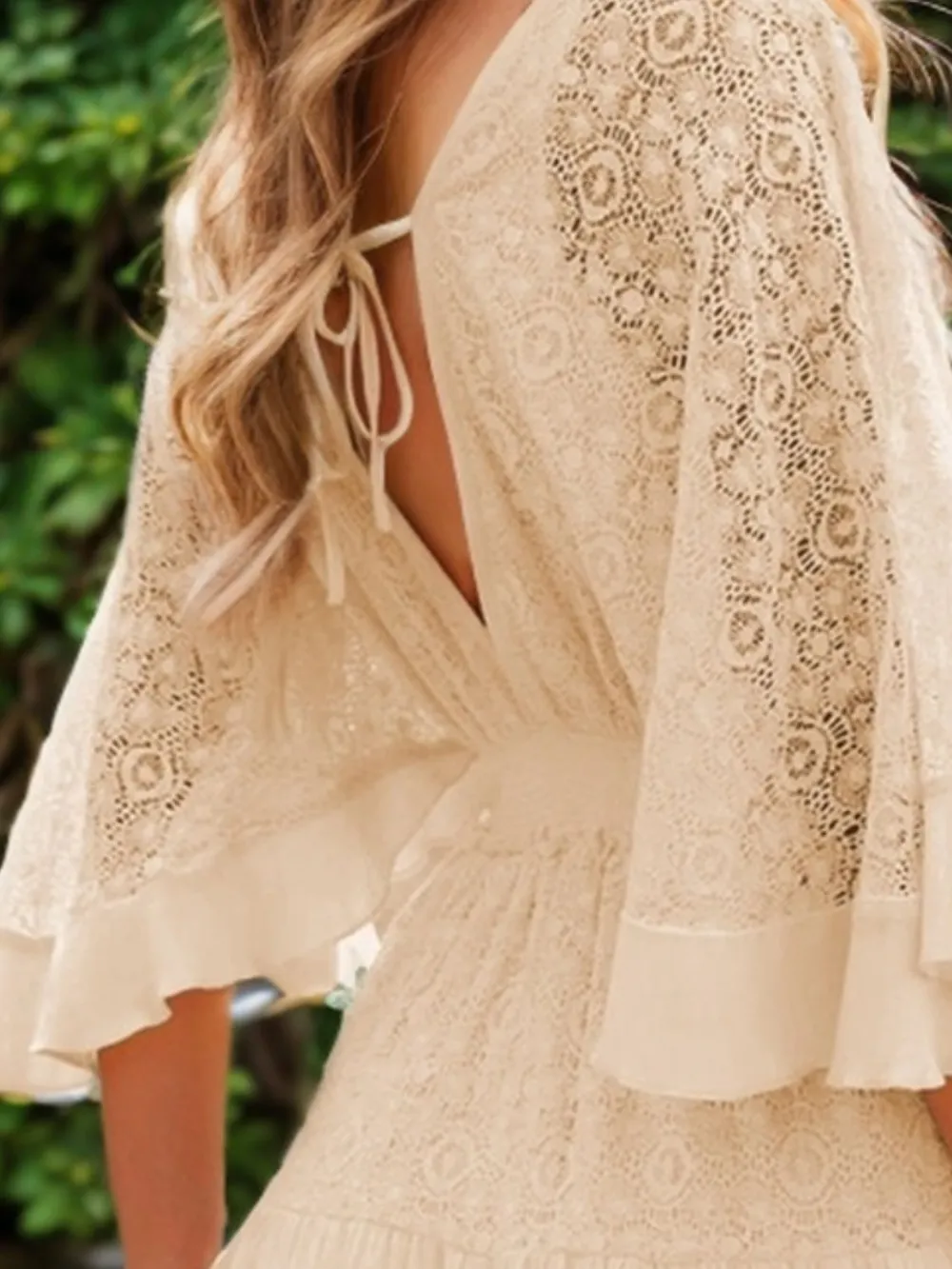 Ruffle Hem Tie Back Lace Mini Dress, image 10