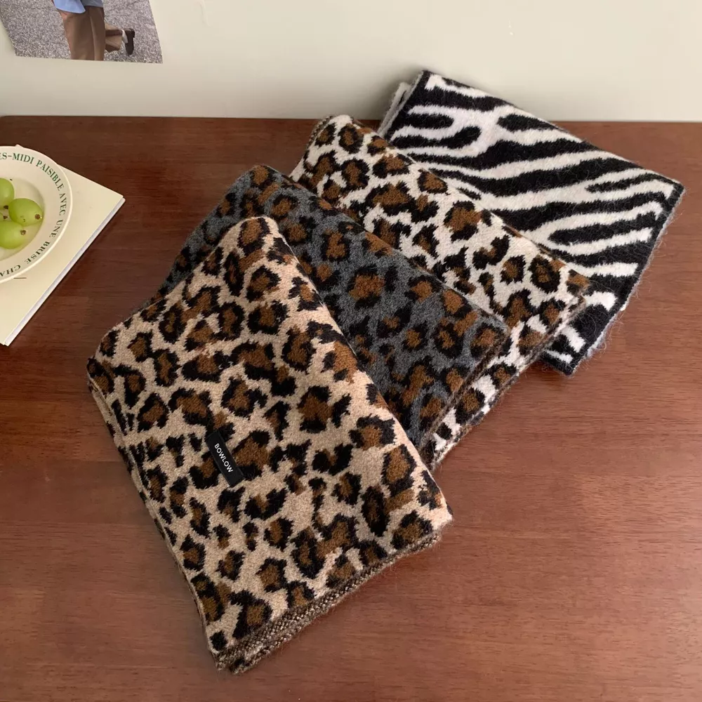 Animal Print Plush Winter Scarf, image 5