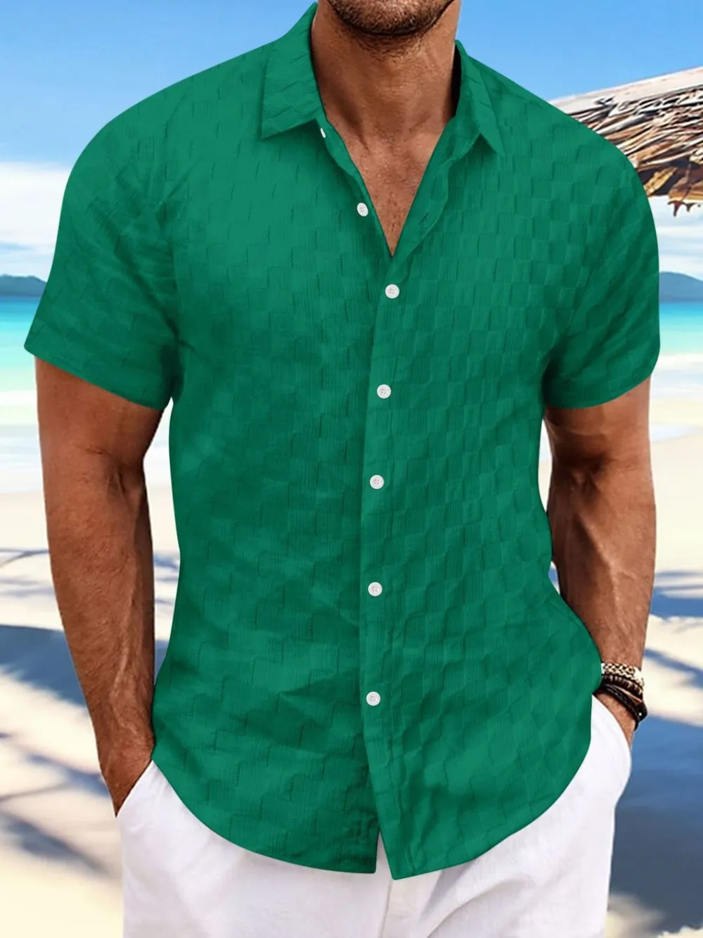 Men's Full Size Button Up Short Sleeve Shirt Plus Size, image 3