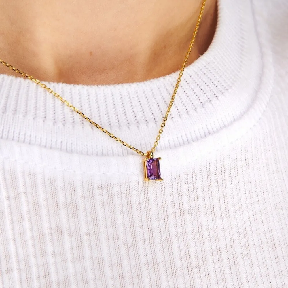 Titanium Steel Inlaid Zircon Pendant Necklace, image 2