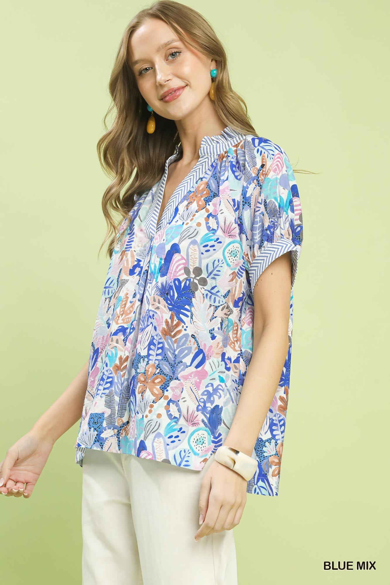 Mix Boho Printed V-Neck Top, image 5