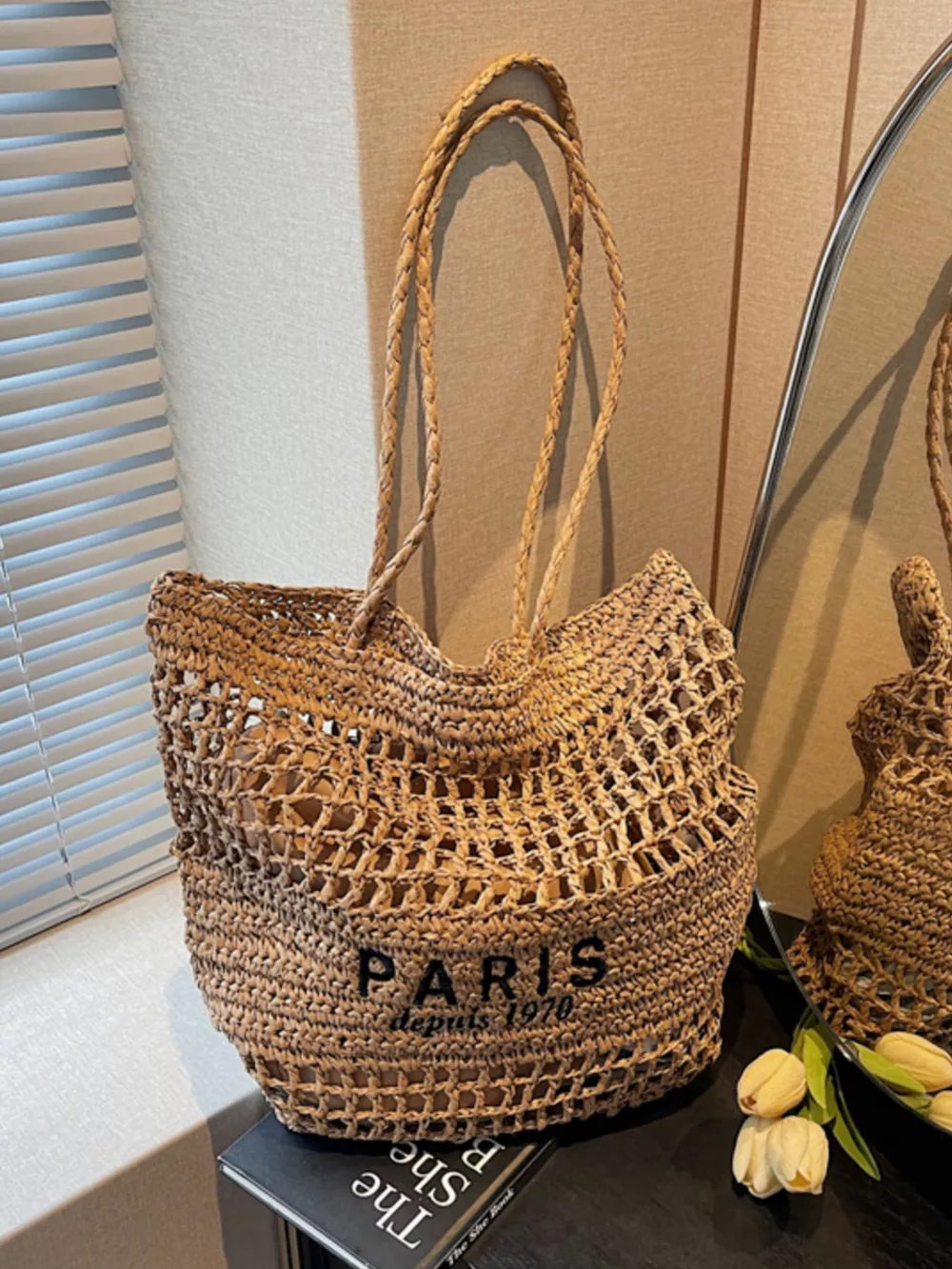 Woven Straw Shoulder Bag, image 2