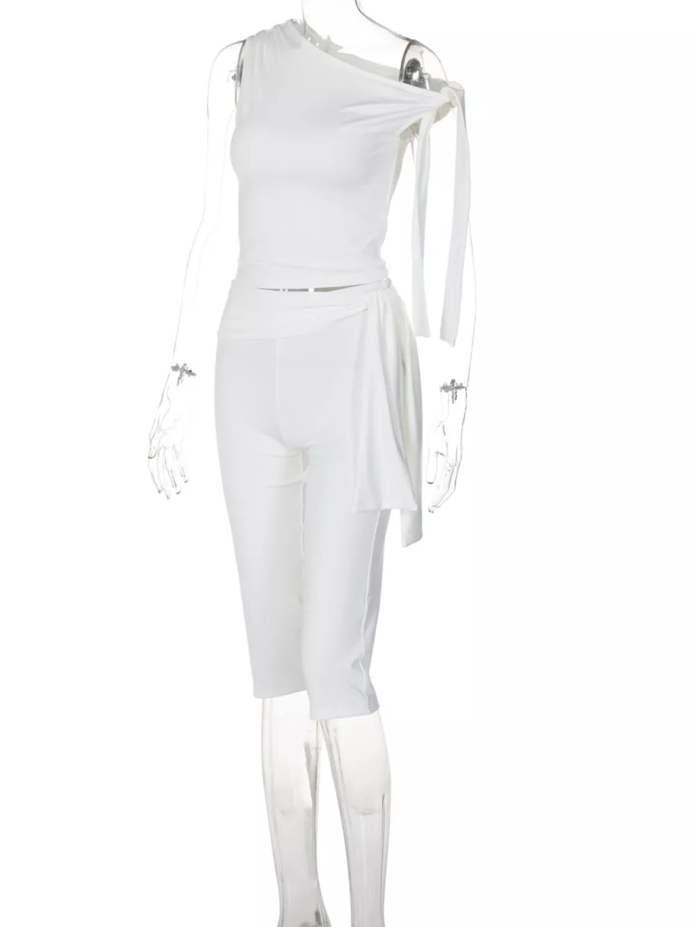 Tied One Shoulder Top and Capris Set, image 7