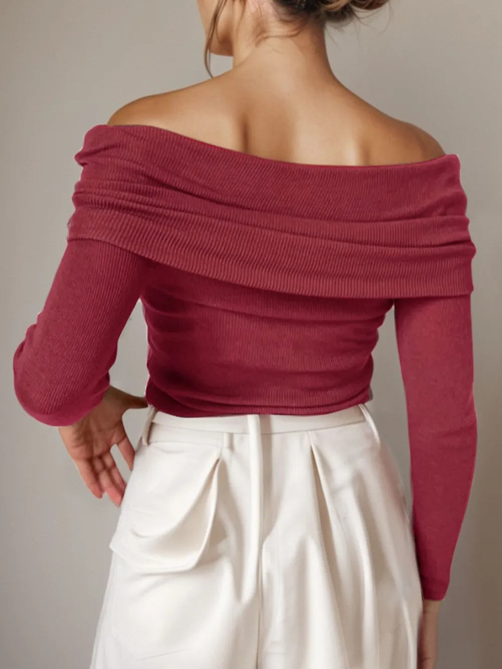 Off-Shoulder Long Sleeve Sweater, image 4