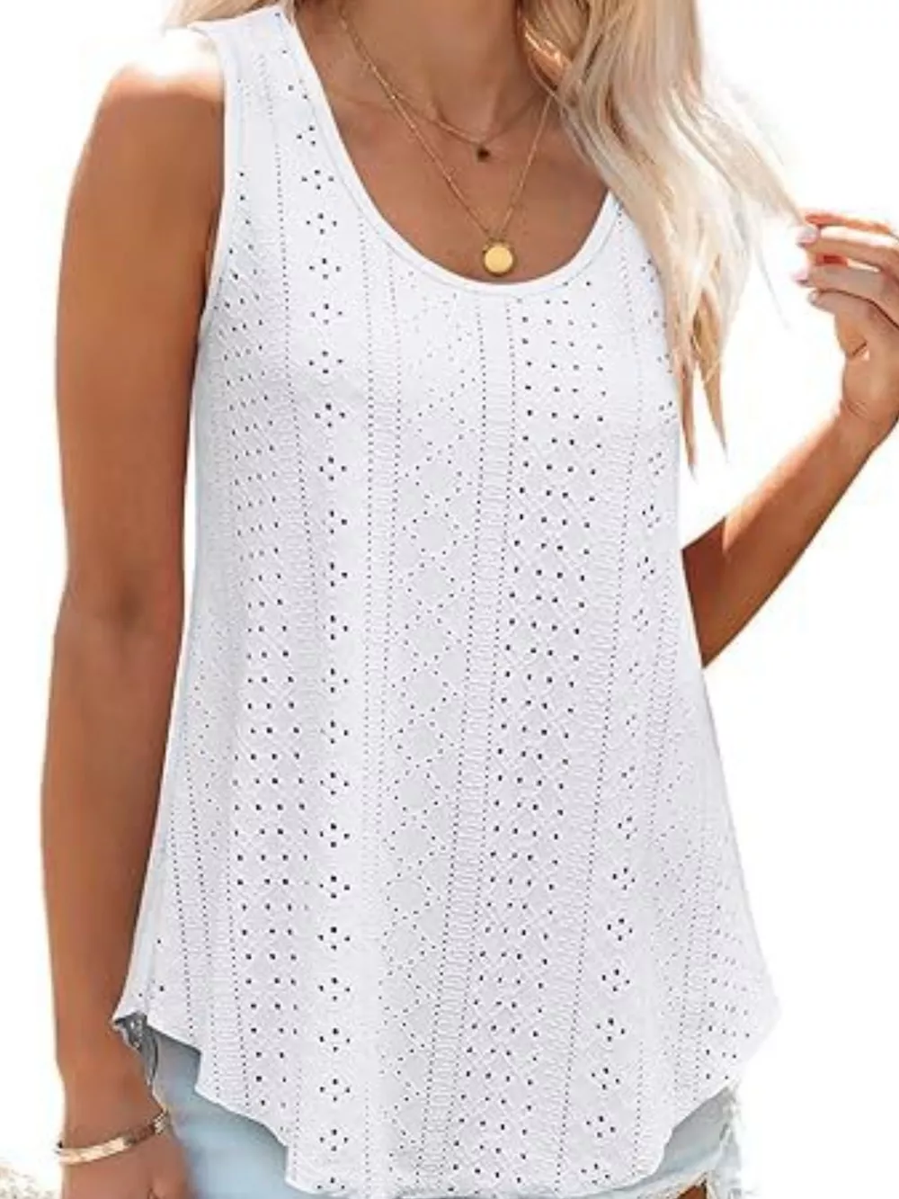 Eyelet Scoop Neck Tank, image 32