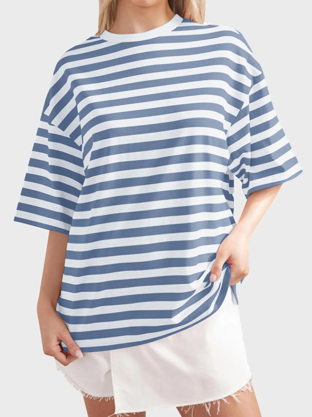 Striped Round Neck Half Sleeve T-Shirt, image 22