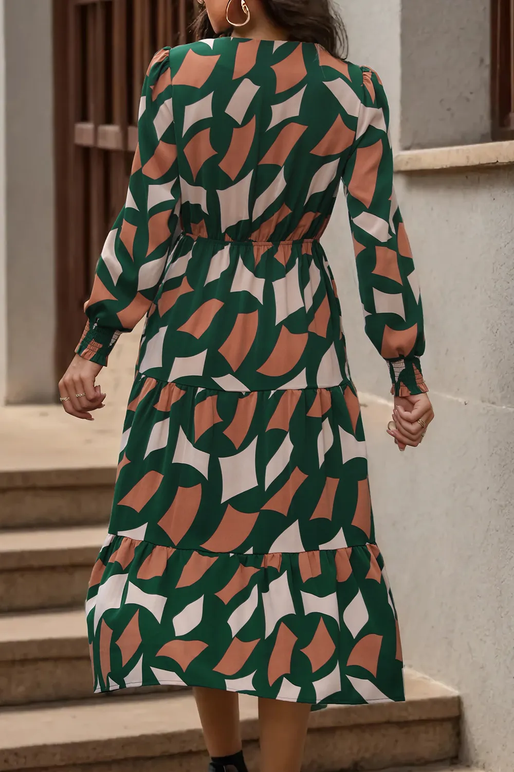 Printed Tied Pocketed Lantern Sleeve Dress, image 8