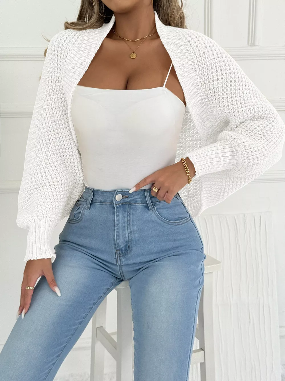 Open Front Batwing Sleeve Cardigan, image 14