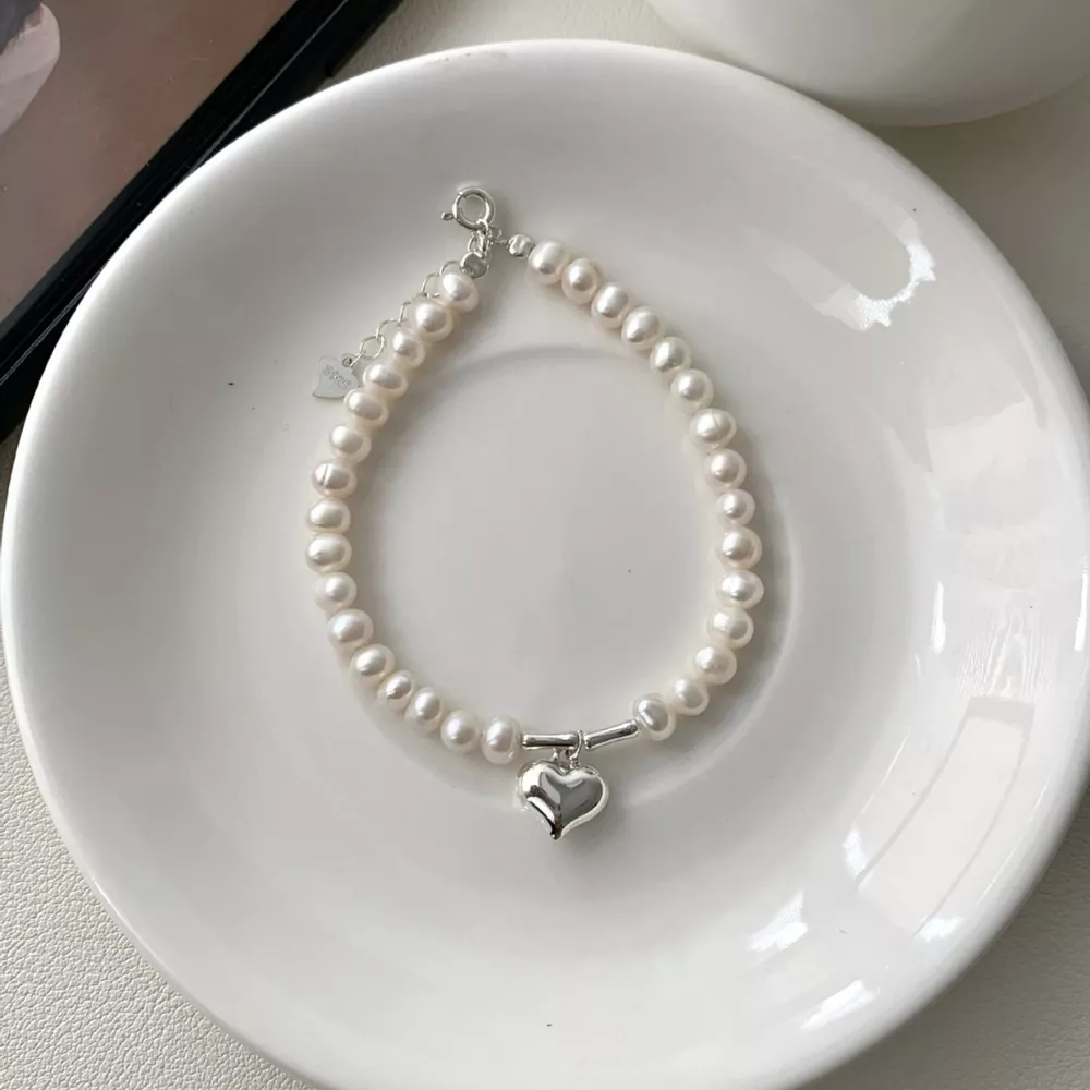 Pearl Heart Charm Bracelet, image 3