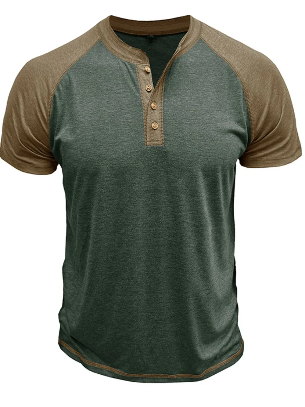 Men's Raglan Henley Color Block T-Shirt, image 3