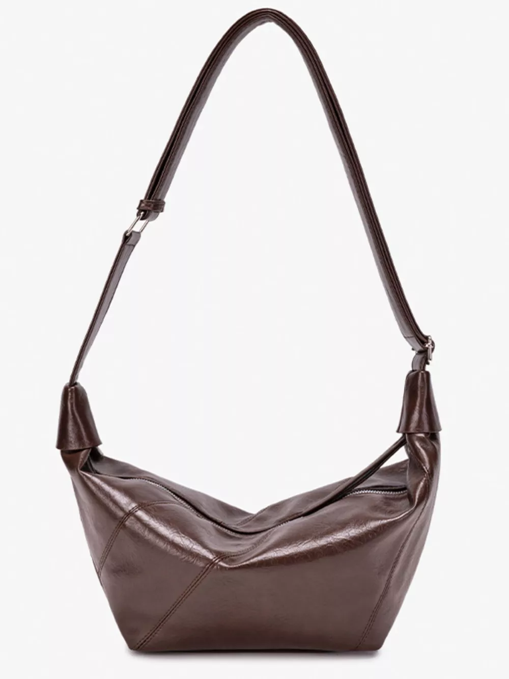 Minimalist PU Leather Dumpling Crossbody Bag with Adjustable Strap, image 4