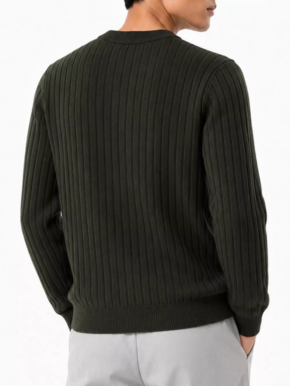 Men's Plus Size Ribbed Knit Crew Neck Sweater, image 4
