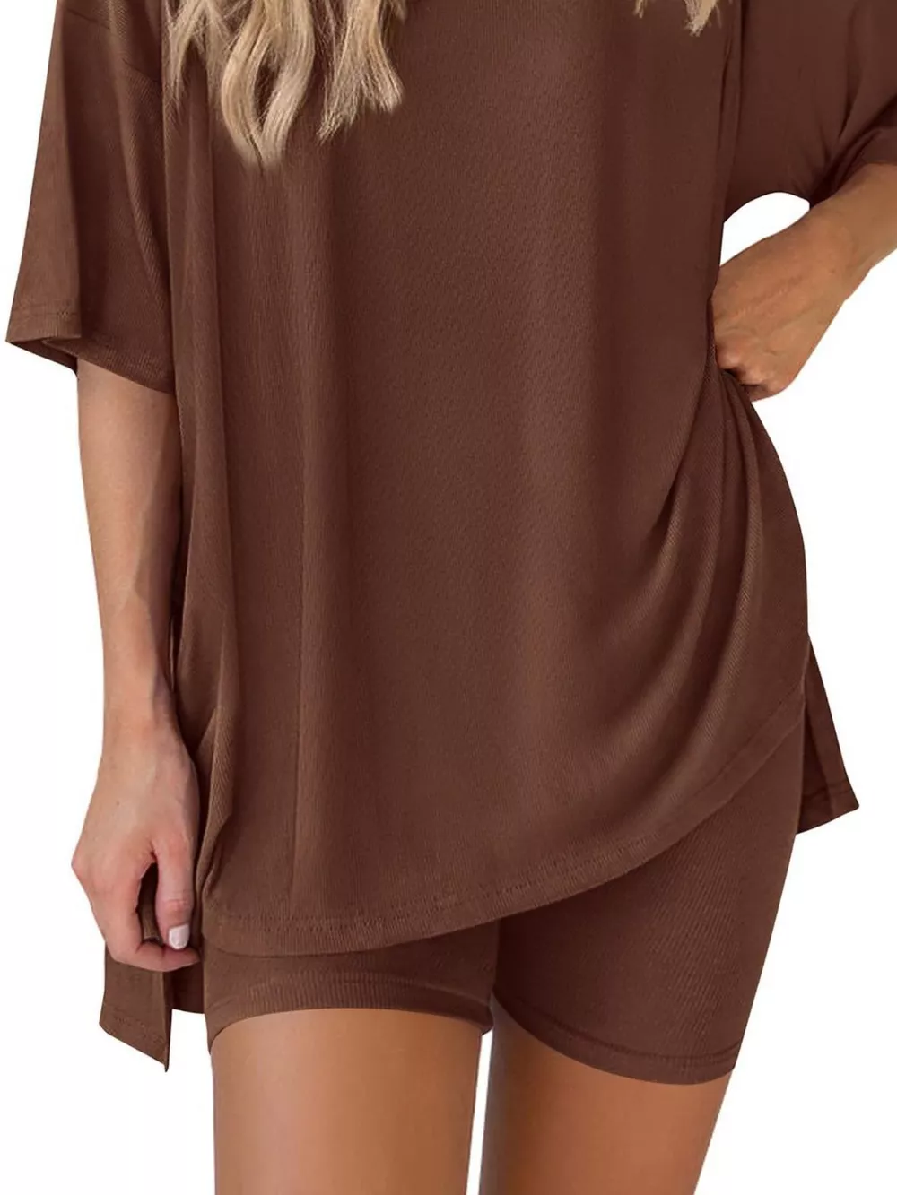 Full Size Relaxed Fit Round Neck Top and Shorts Two-Piece Set Plus Size, image 19