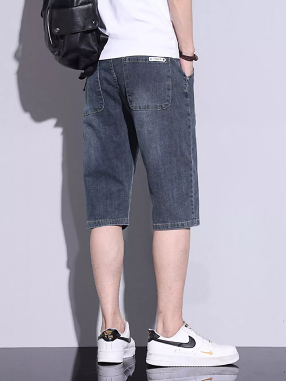 Men's Casual Washed Denim Shorts, image 8