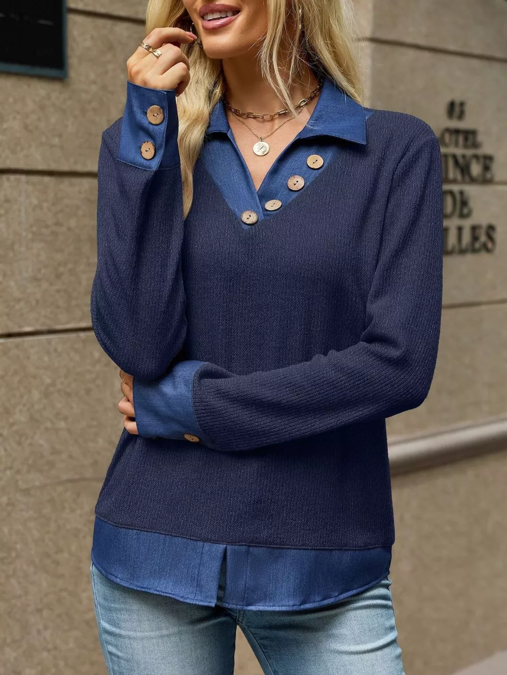 Decor Button Long Sleeve Sweatshirt, image 17