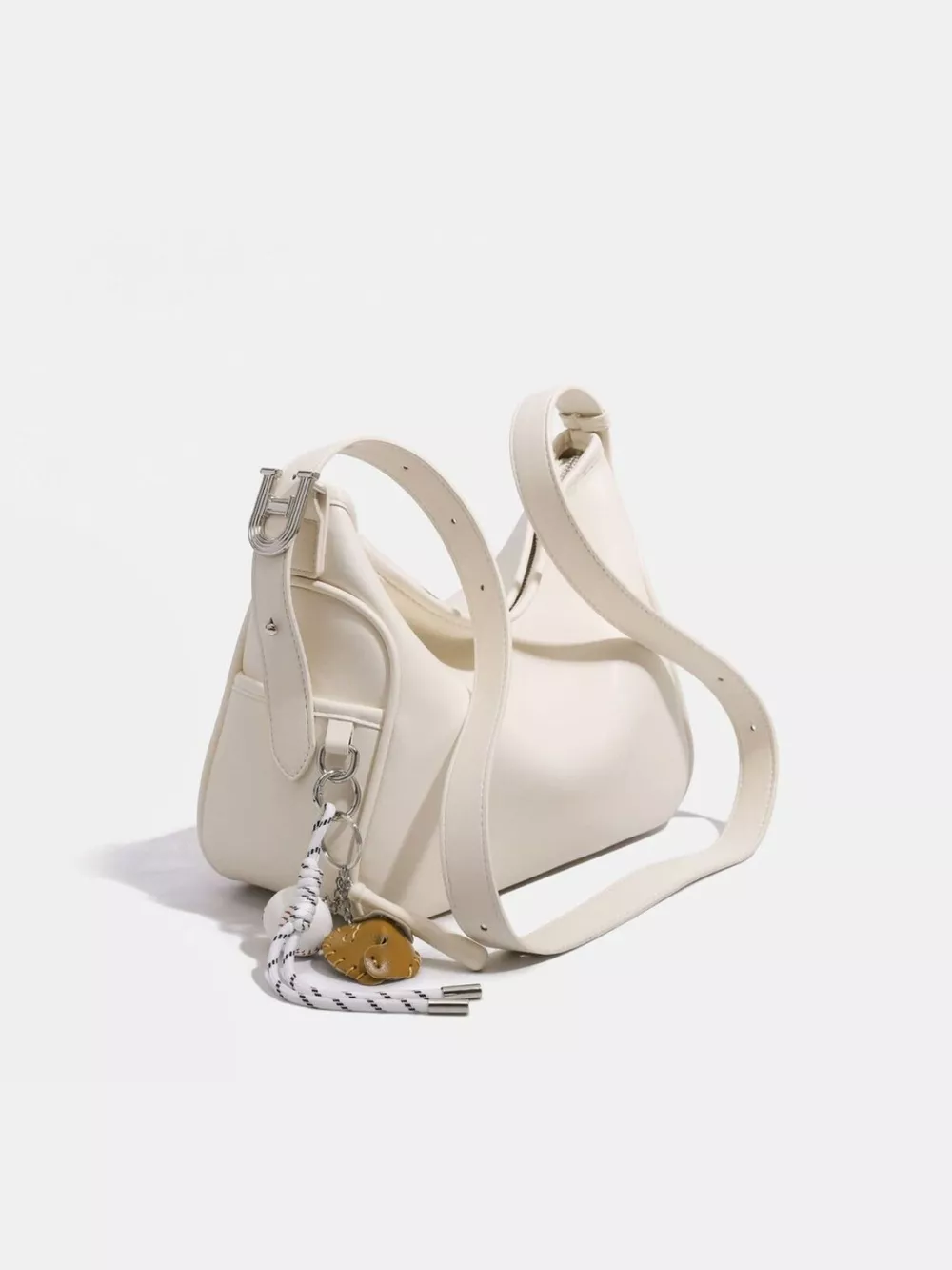 Hobo Shoulder Bag with Decorative Charms, image 6