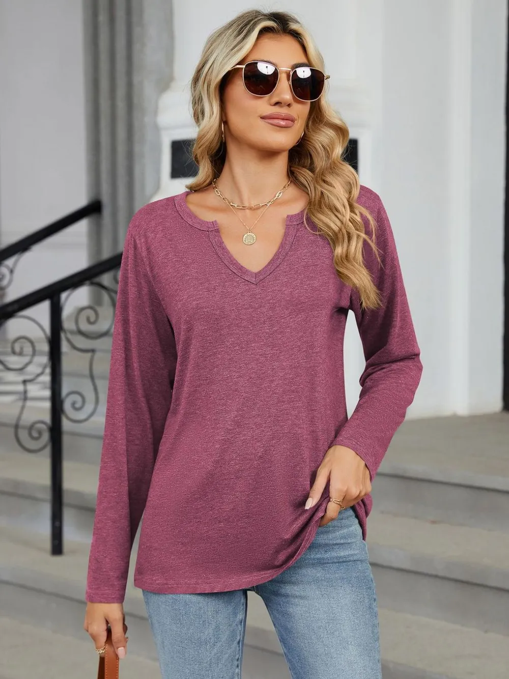 Notched Long Sleeve T-Shirt, image 12