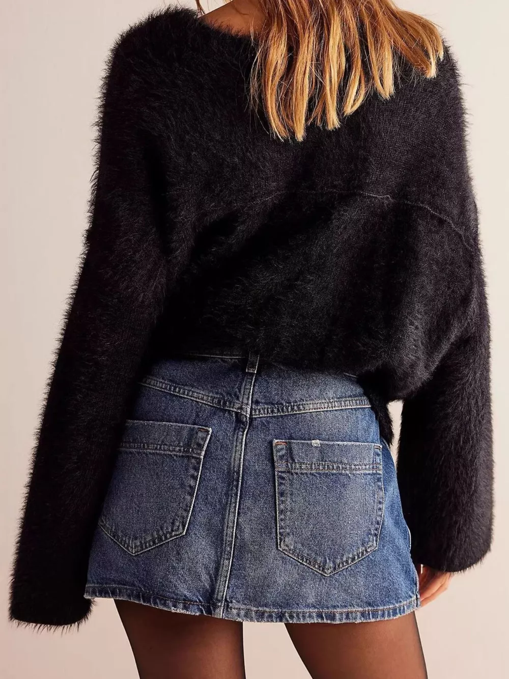 Asymmetrical Button-Front Denim Skort, image 6