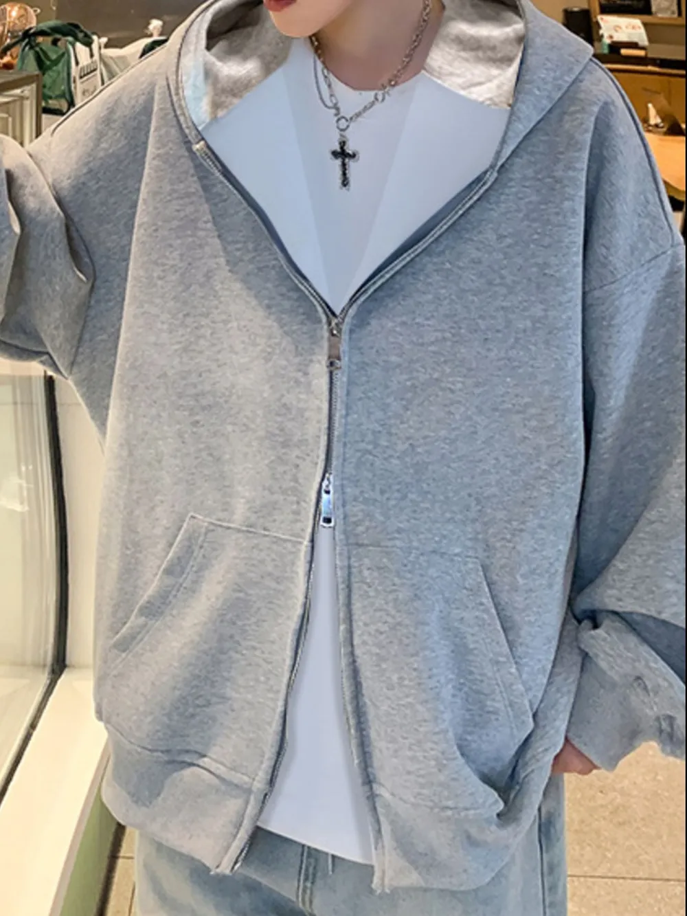 Men's Plus Size Zip Up Oversized Hoodie, image 4