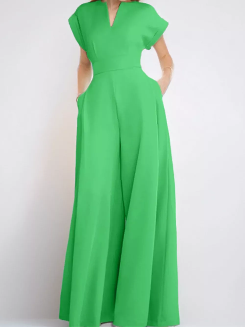 Full Size Notched Wide Leg Jumpsuit Plus Size, image 5