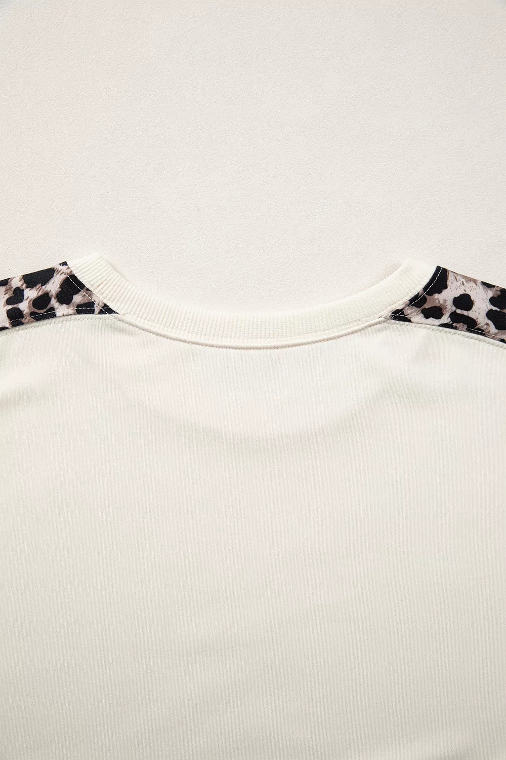 Leopard Block Patchwork Uneven Hem Short Sleeve Top, image 5