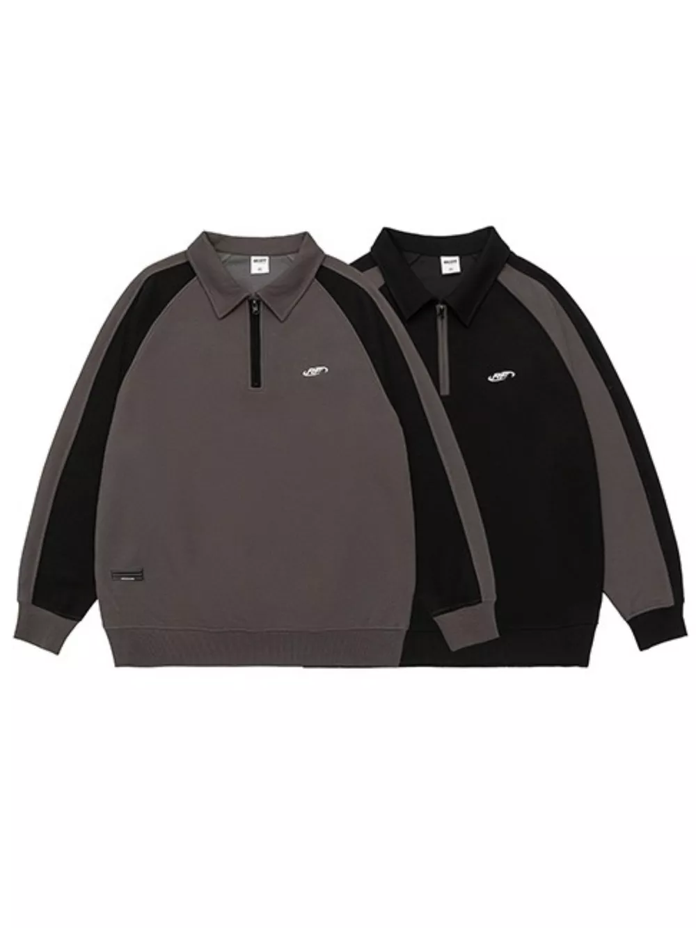 Men's Plus Size Two-Tone Raglan Sleeve Quarter Zip Sweatshirt, image 8