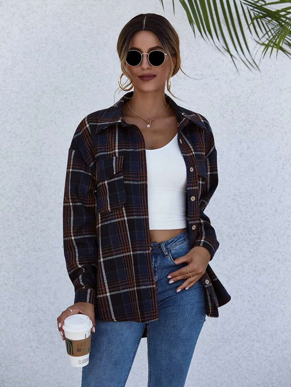 Plaid Button-Up Long Sleeve Shirt, image 3
