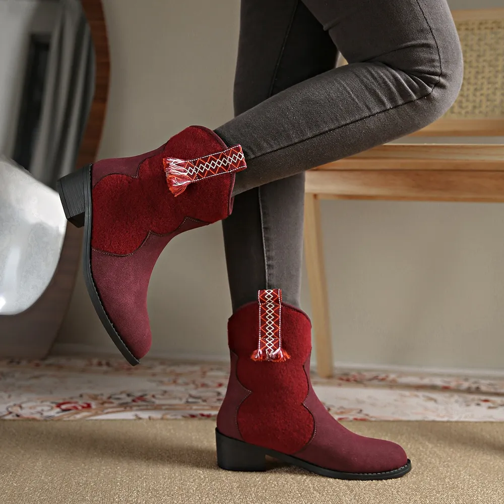 Suede Point Toe Block Heel Boots, image 7