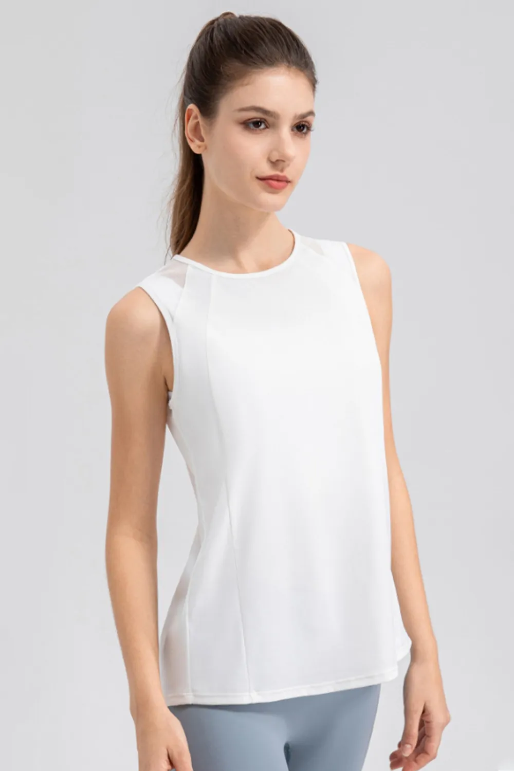 Round Neck Wide strap Active Tank, image 13