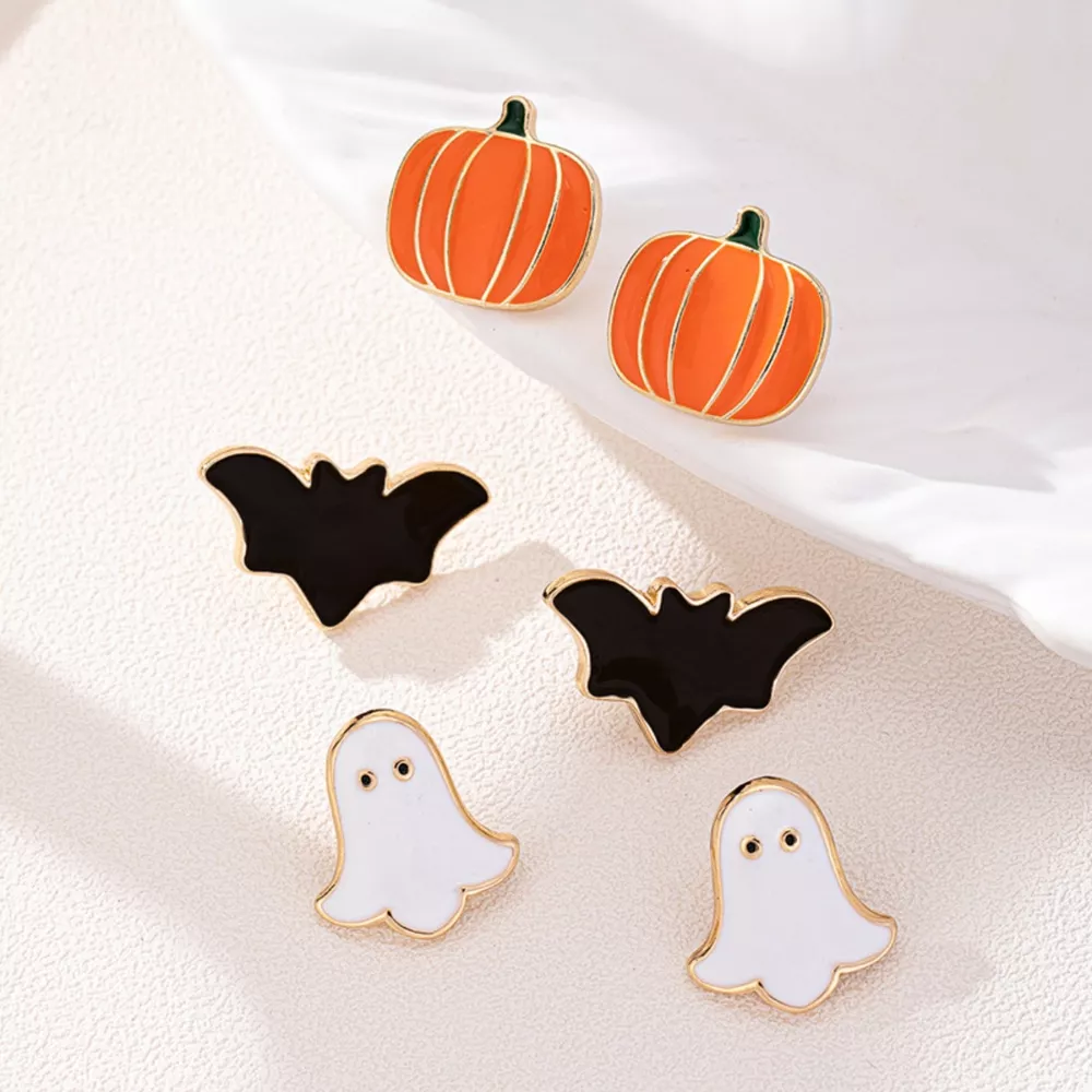 3-Pair Halloween Stud Earrings, image 2