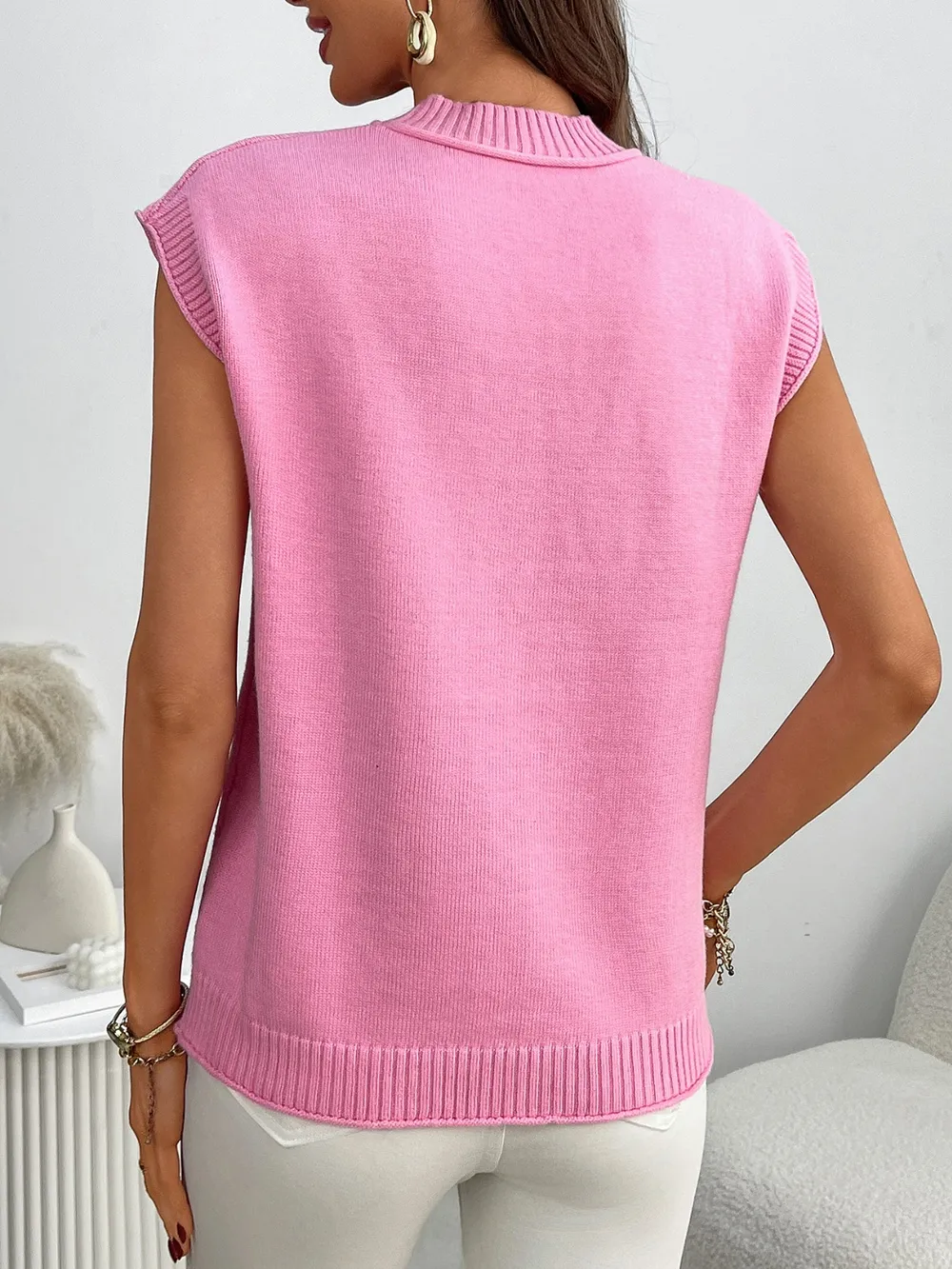 Mock Neck Cap Sleeve Knit Top, image 12
