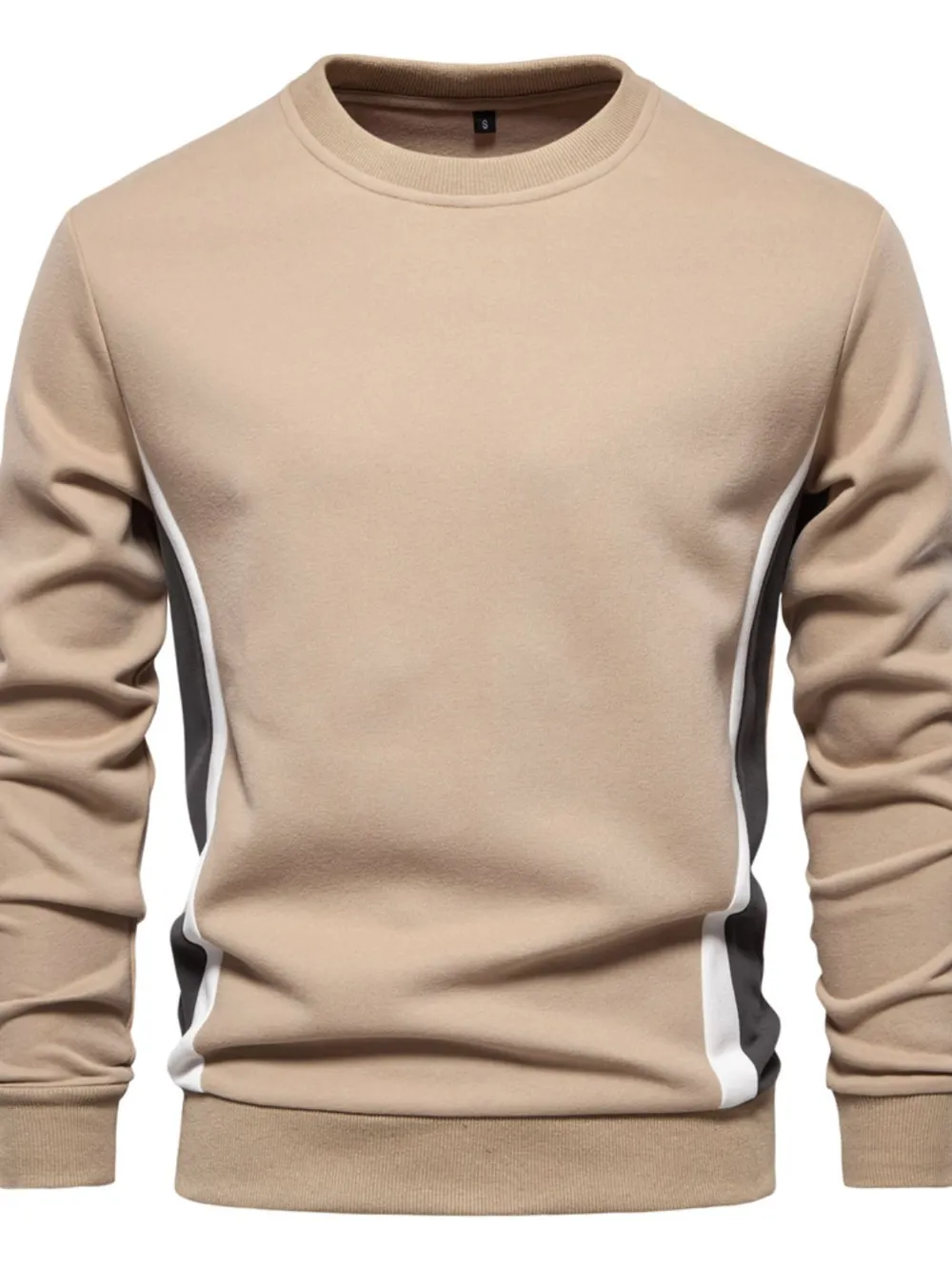 Men's Side Striped Contrast Round Neck Sweatshirt, image 7