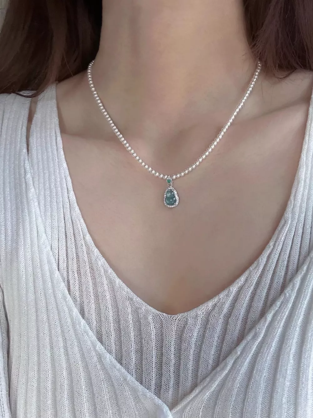 Gourd Pendant Pearl Necklace, image 4