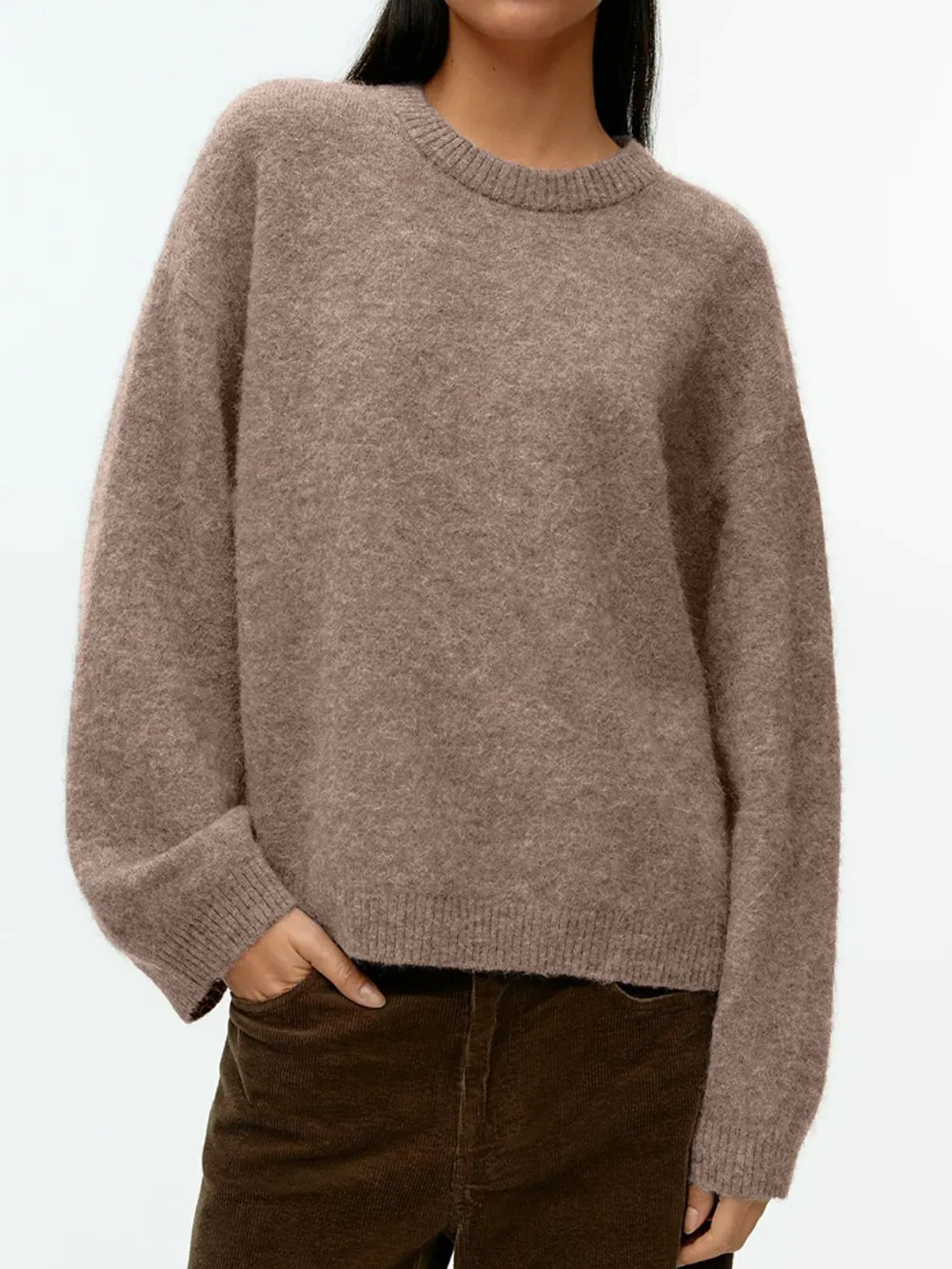 Round Neck Drop Shoulder Sweater, image 2