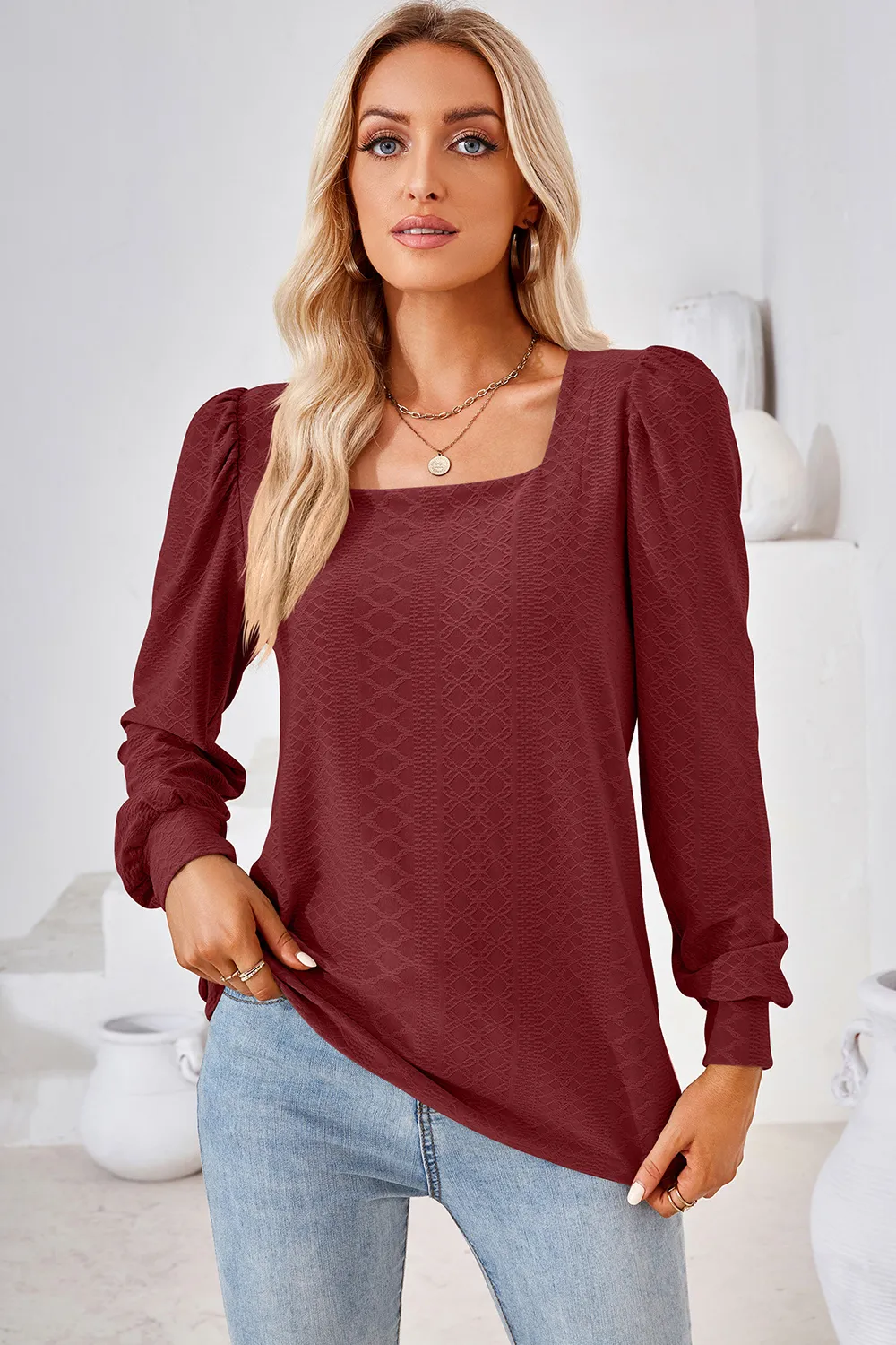 Square Neck Puff Sleeve T-Shirt, image 10