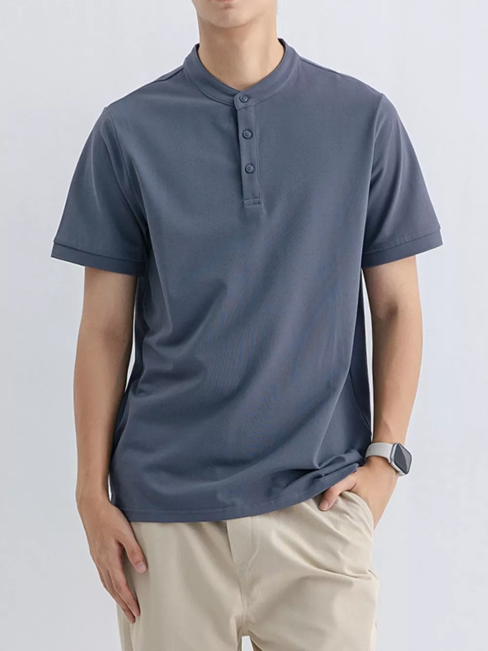 Men's Plus Size Button Detail Short Sleeve T-Shirt, image 2