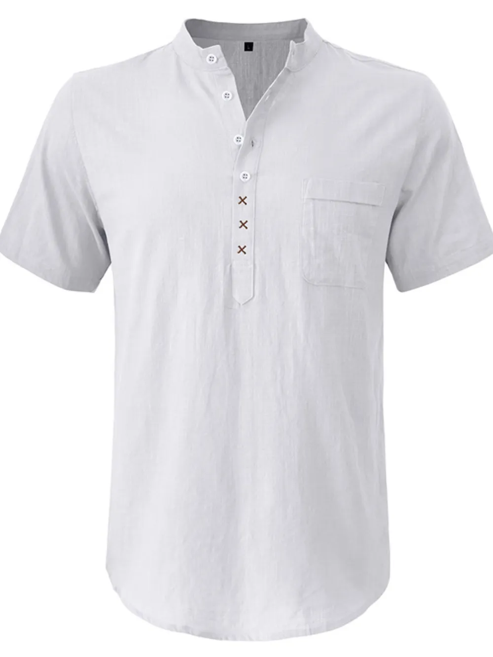 Men's Casual Collar Short Sleeve Linen Polo Shirt, image 3