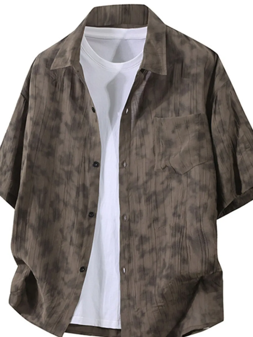 Men's Plus Size Button Up Short Sleeve Shirt