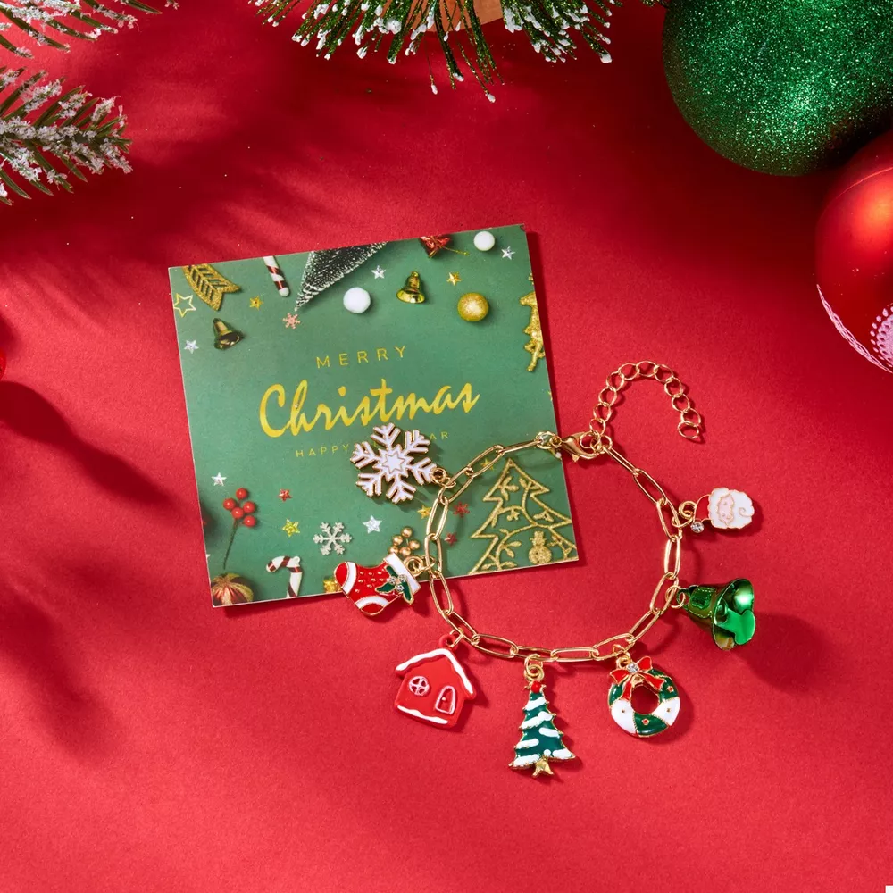 18K Gold-Plated Resin Christmas Theme Bracelet, image 2
