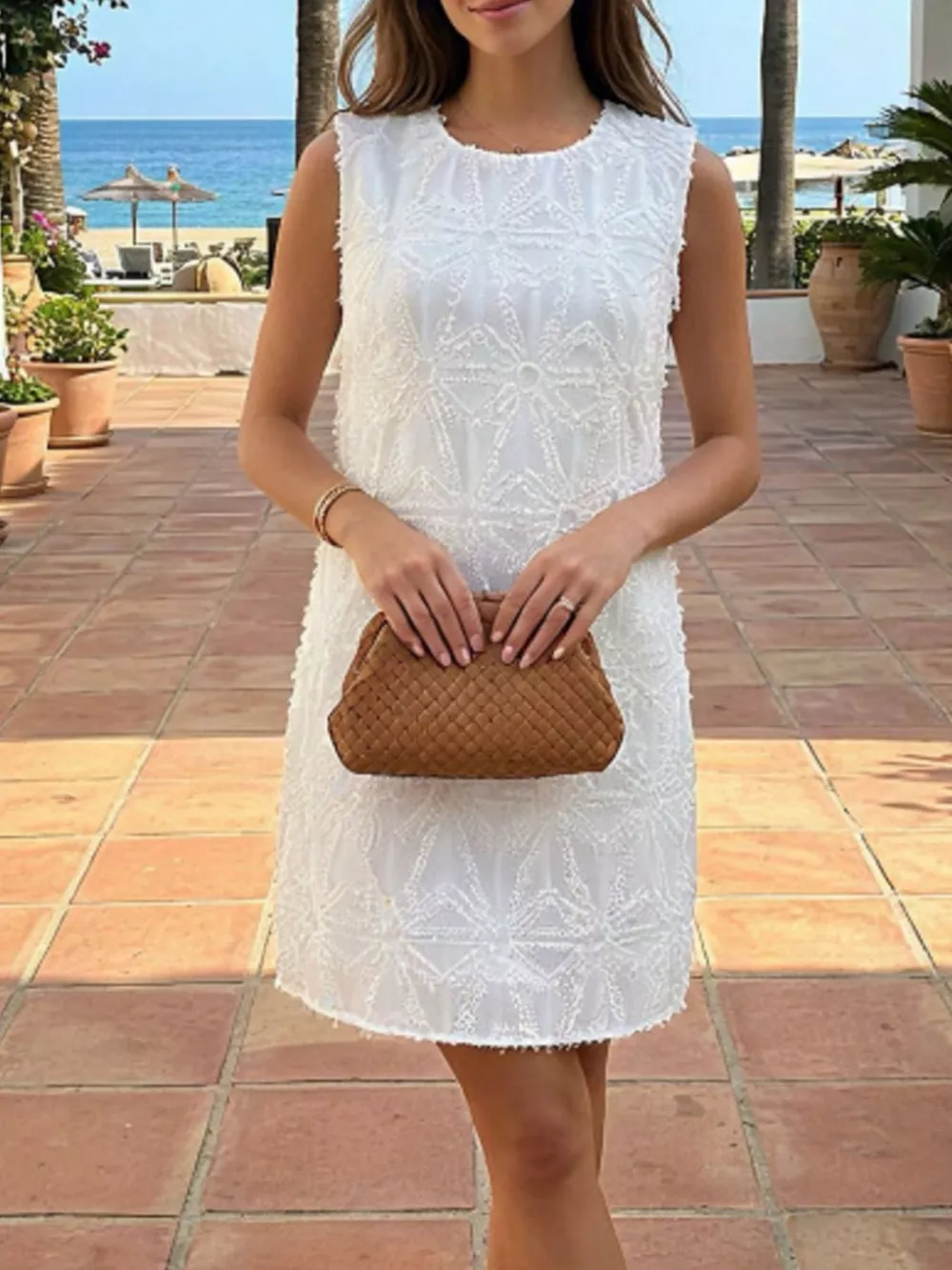 Textured Sleeveless Mini Dress, image 3