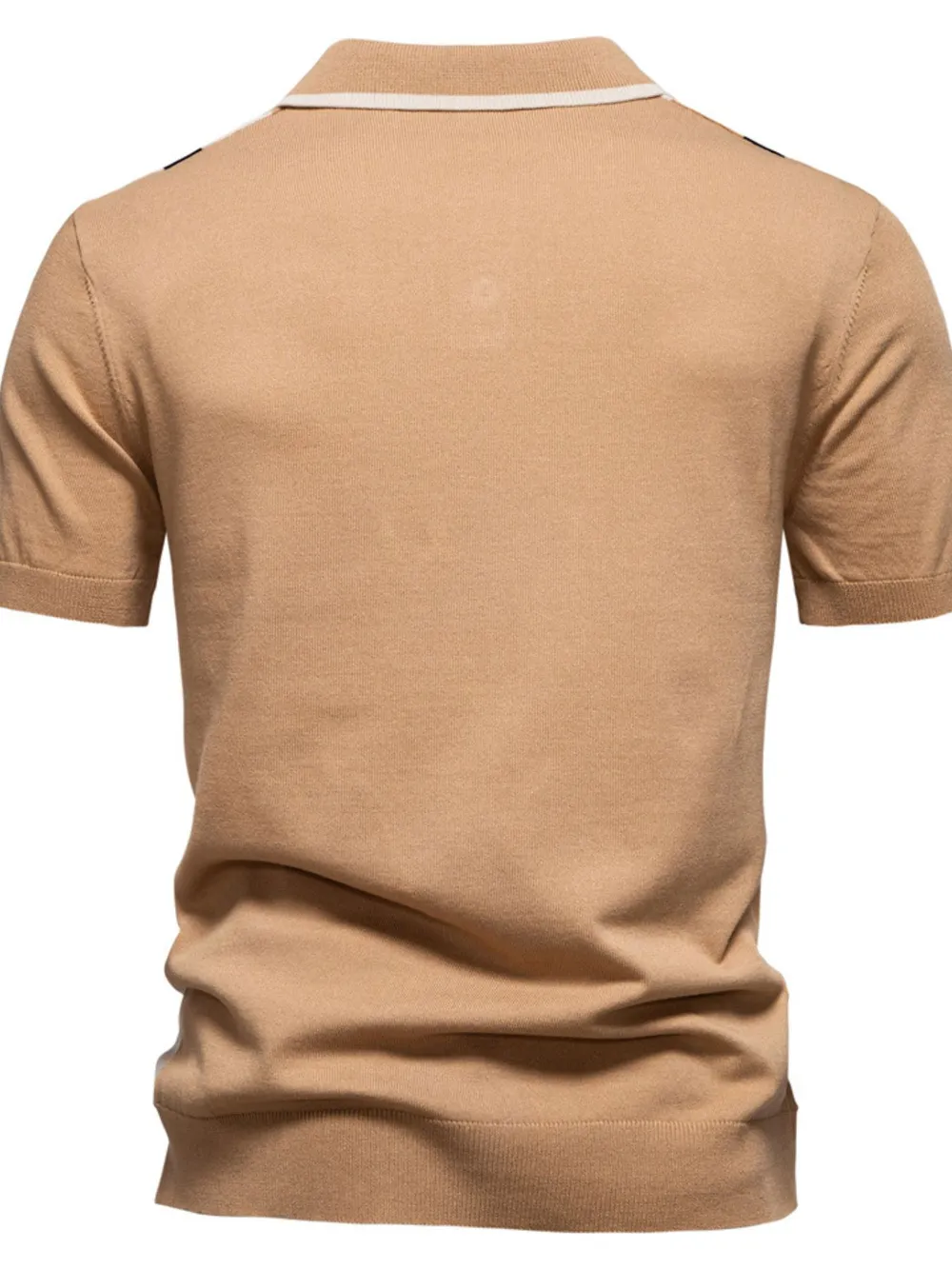 Men's Color Block Striped Knit Polo Shirt, image 4