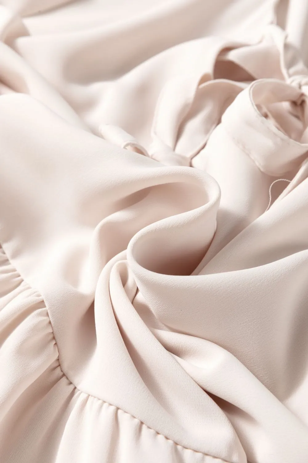Bow Tie Short Puff Sleeve Ruffle Hem Blouse, image 8