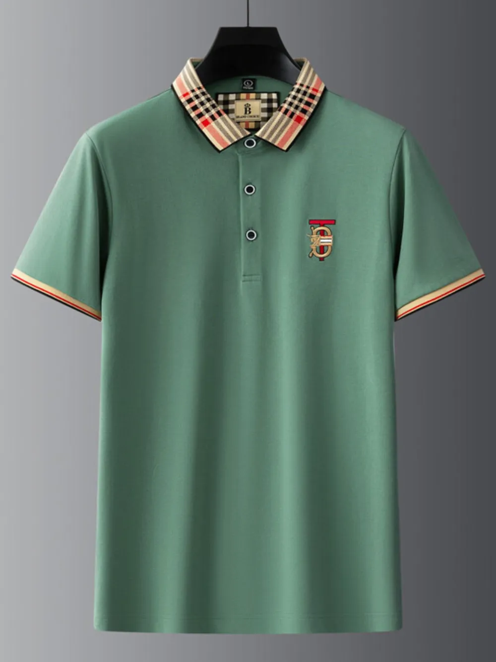 Men's Plus Size Classic Plaid Collar Casual Polo Shirt, image 7