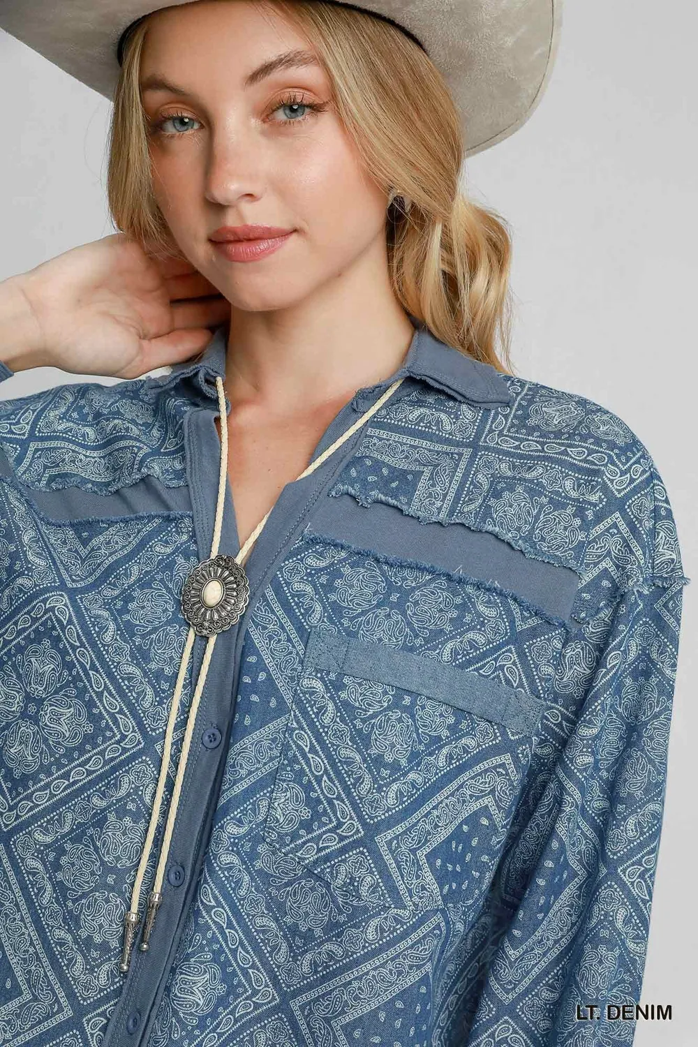 Paisley Print Denim Shirt Jacket, image 5